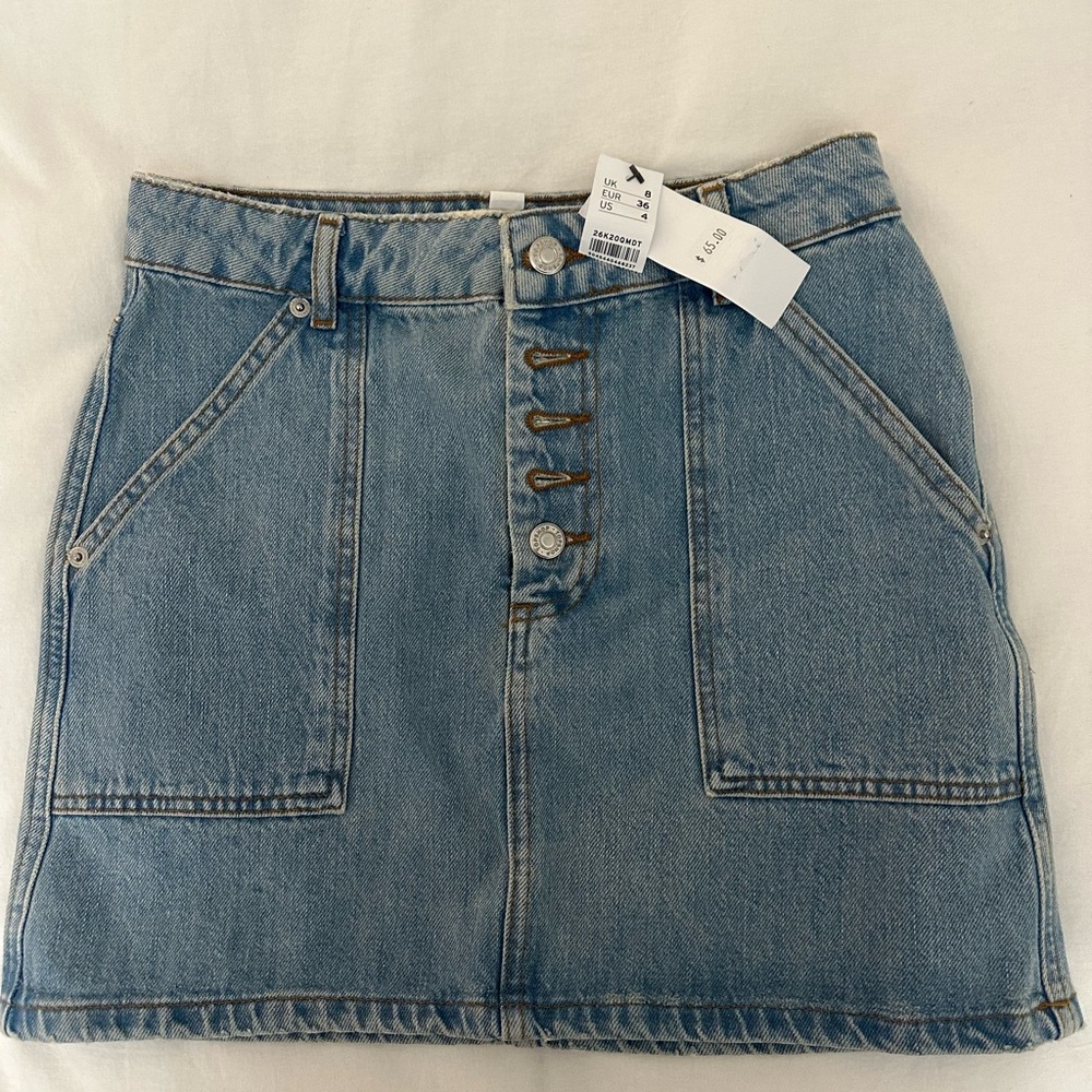 Topshop Light Blue Denim Mini Skirt